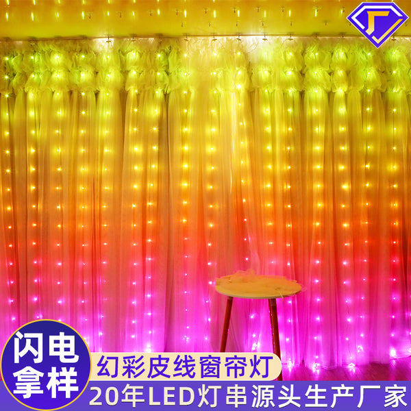 [Customized] LED Symphony Leather Line Curtain Light Christmas Wedding Decoration USB Bluetooth APP Control RGB Curtain Light