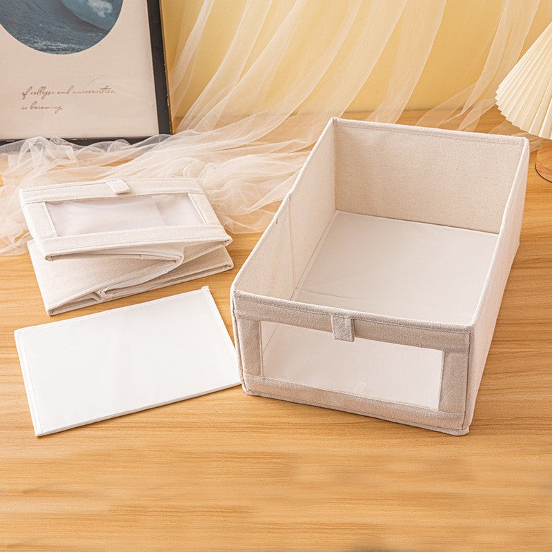 Windowable transparent storage removable storage box household bedroom clothes finishing foldable simple storage box