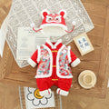 Baby winter outfit, unisex, 100-day celebration & first birthday dress, chinese new year outfit, infant red festive romper