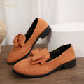 plus size round toe low heel small flats women's spring & fallnew arrivalelegant thick heel slip-on fashion pure color loafers