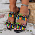 export tassel beach sandals women's  summer new bohemian flat large size slippers wholesale
