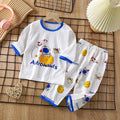 new children's pure cotton pajama set - summer long sleeve sleepwear, lightweight air conditioning suit for boys and girls