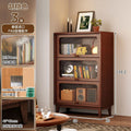 Solid wood bookcase dustproof with glass door bookshelf storage rack floor-standing for home storage cabinet living room bookcase medieval style