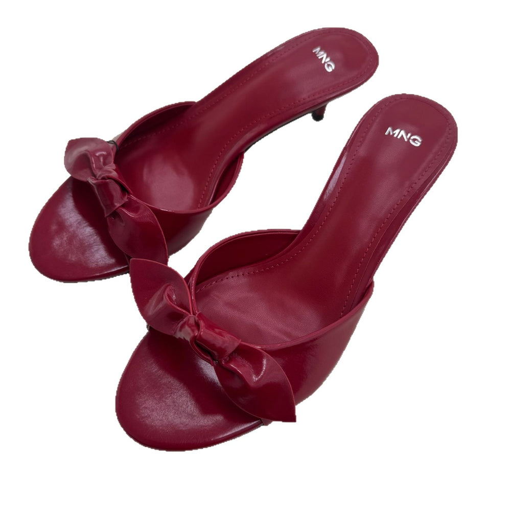 Mng sandals 2026 summer fashion open-toe women's shoes red bow round toe elegant high heel sandals & slides for outdoor wear