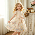 Girls' dress - vacation style, in stock,  new arrival: chic, sweet, french-inspired floral print lace patchwork princess dress