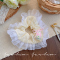 Hair tie women's classy style fashion cream white polka dot lace double layer large intestine hair rope tie hair durable headband
