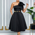 D513  plus size women's summer new fashion one-shoulder bow banquet dress african maxi dress