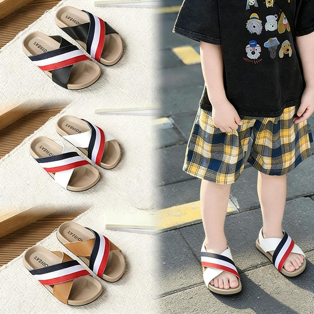 Boys' cork sandals - new summer open-toe kids' shoes - indoor/outdoor beach sandals - big & tall toddler flip-flops
