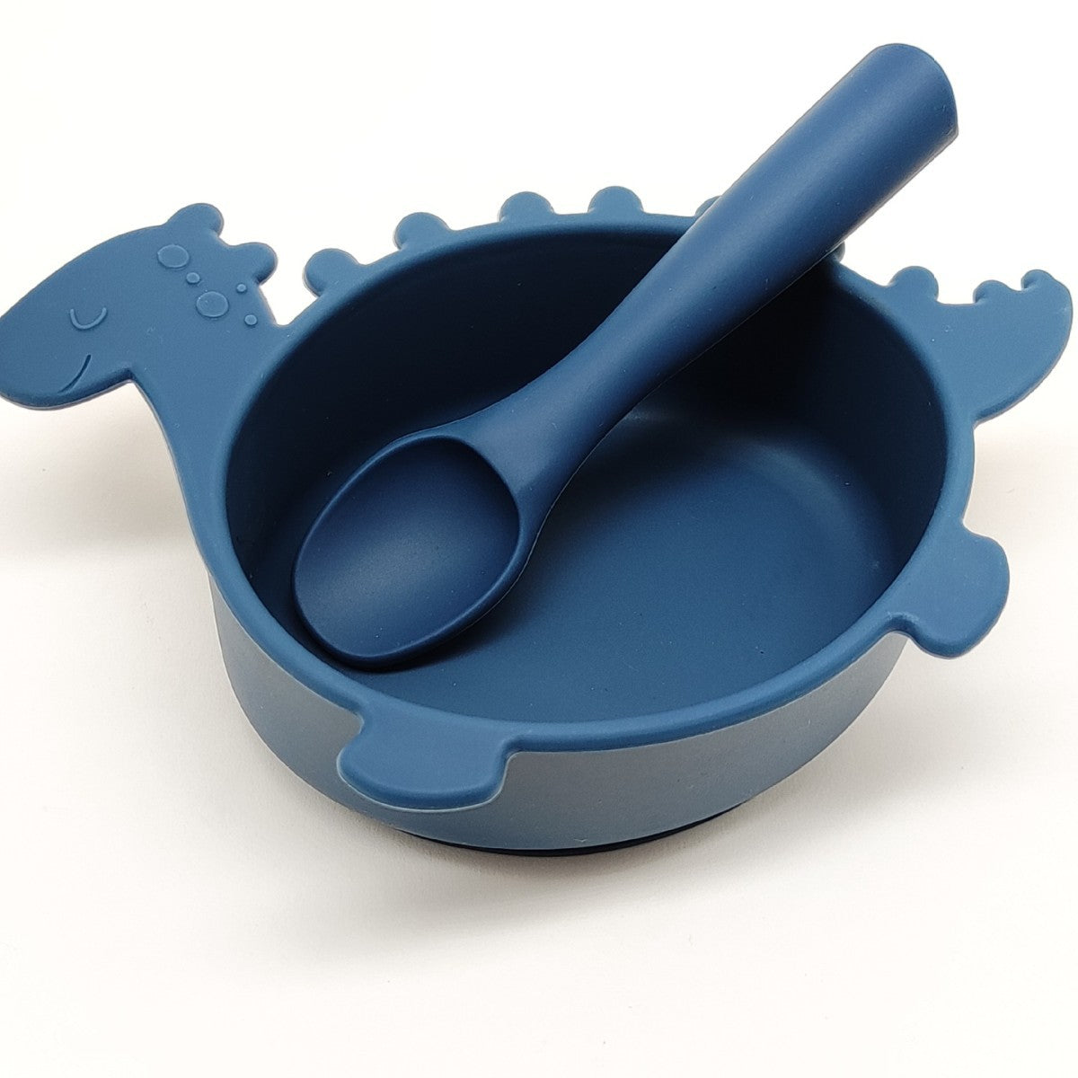 Cross-border hot-selling silicone dinosaur bowls and spoons, Mengqu non-slip tableware two-piece set, baby complementary food silicone bowls and spoons wholesale