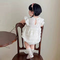 Summer clothes, baby girl baby girl baby girl bag butt shirt, thin style, flying sleeves, small age crawling clothes