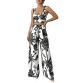 summer new women's clothing: cross-border european & american style casual vacation outfit - botanical print tank top & wide-leg pants set