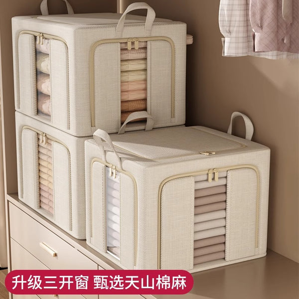 Tianshan cotton and linen clothes storage box household wardrobe clothing quilt sorting box artifact fabric foldable Baina box