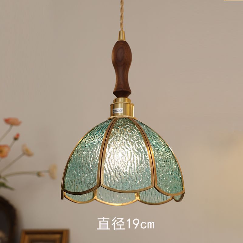 Vintage brass hand-soldered lamp, american style bedside aisle restaurant cafe stained glass pendant light