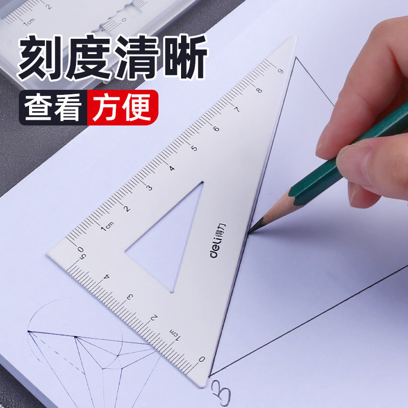 Deli 79532 Metal ruler set Junior high school exam Geometric ruler set Student exam ruler four-piece set Wholesale