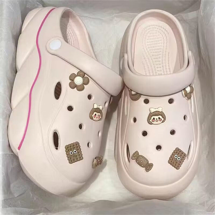 Women's clogs summer wholesale outdoor wear 2024 new thick sole beach couple closed toe half slippers women's sandals