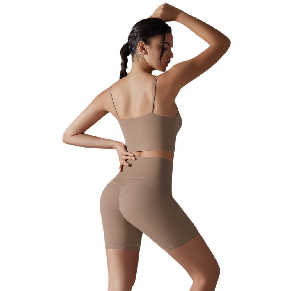Naked feel high-waisted butt-lifting compression shorts & open-back sports bra set - women's breathable, quick-dry running, fitness & yoga apparel