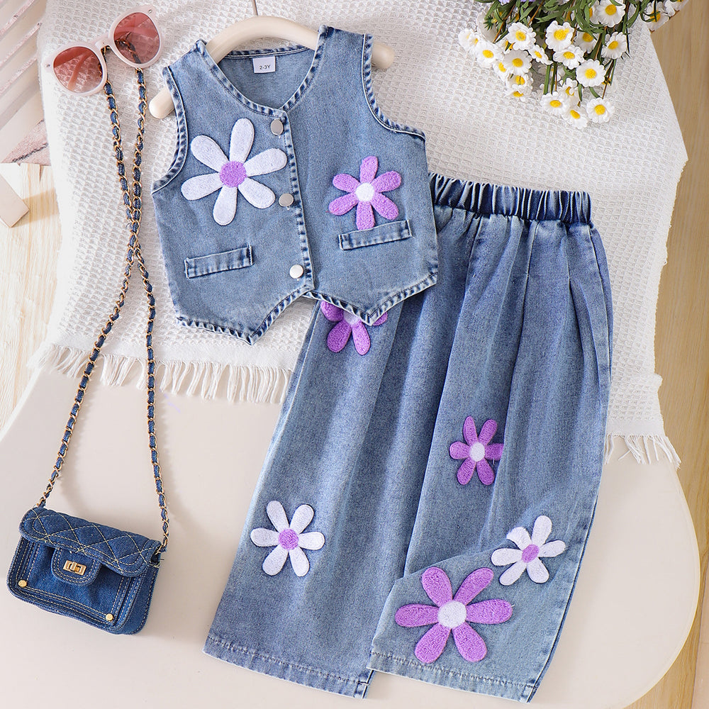 Kids clothing cross-border exportfall and winternew arrival children's blue vest + pants baby children's clothing