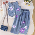 Kids clothing cross-border exportfall and winternew arrival children's blue vest + pants baby children's clothing