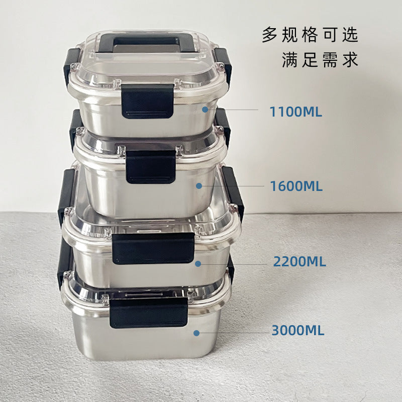 316 stainless steel food storage container lunch box - large capacity, airtight refrigerator organizer with lid - fruit bento box