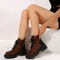 Fashionexportplus size thick heel round toe leopard print short boots women's suede manufacturer in stockfall and winter women's boots