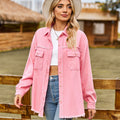 Fashion cross-border  autumn independent station  new arrival denim raw edge washed tassel topscasual shirt for women