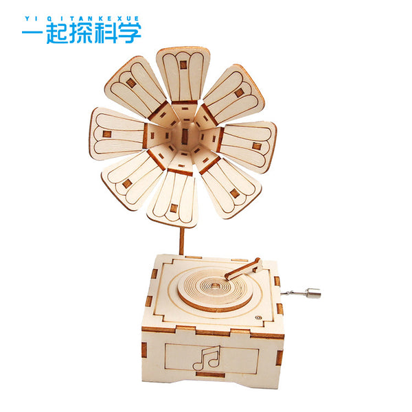 Wooden DIY phonograph music box material handmade ornament retro music box creative small production model
