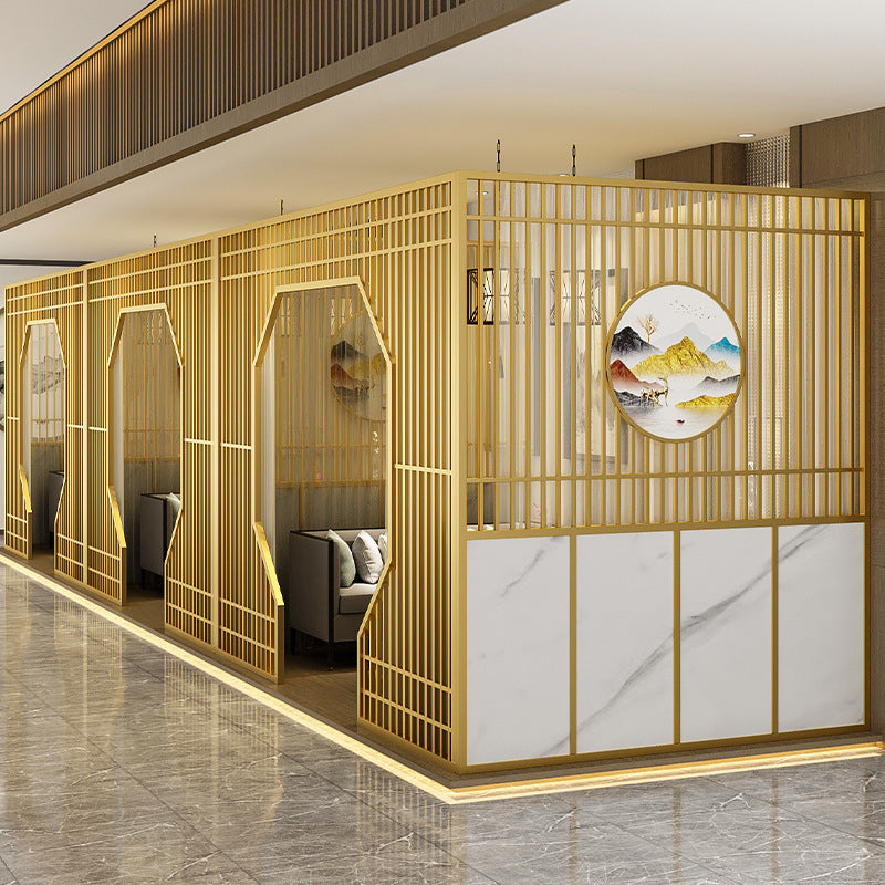 New Chinese-style moon cave door private room screen hotel restaurant wrought iron box card seat catering barbecue hot pot arch partition