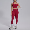Sexy criss-cross back shockproof sports bra yoga set - high waist, butt-lifting, quick-dry, compression running & fitness outfit