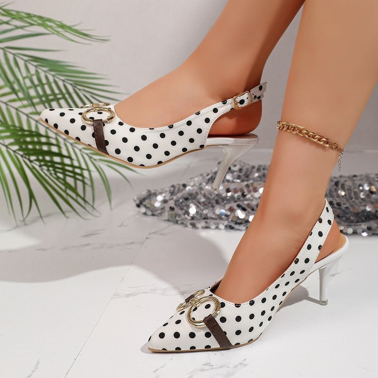 Women's plus size pointed-toe high heel sandals for cross-border e-commerce, summer 2026, french style open back ankle strap heels