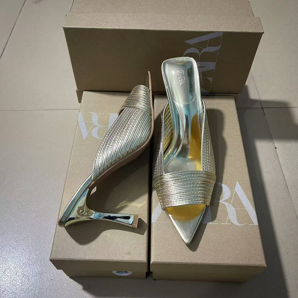 Za2024summernew arrival high heels fish mouth back leak classic fashionoutwear women's shoes
