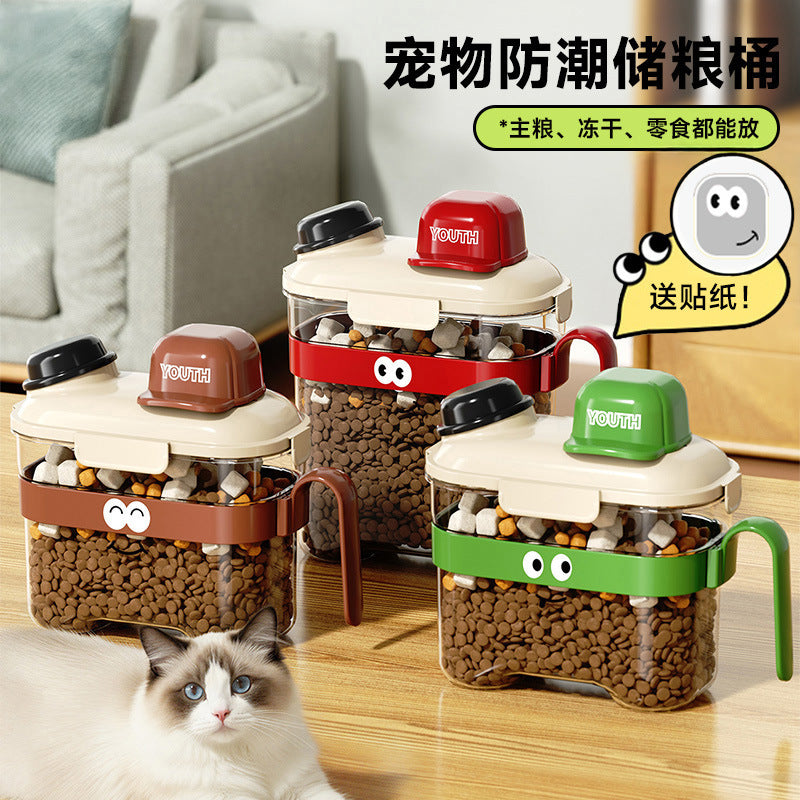 Pet food storage bin - household grain & cereal container - cat food storage bucket - dog food organizer - moisture-proof airtight canister - storage box