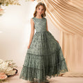 Custom girls' dresses - european & american style long gowns - lace elegant princess dresses - big & tall girls' round neck vest summer dresses - cross-border e-commerce