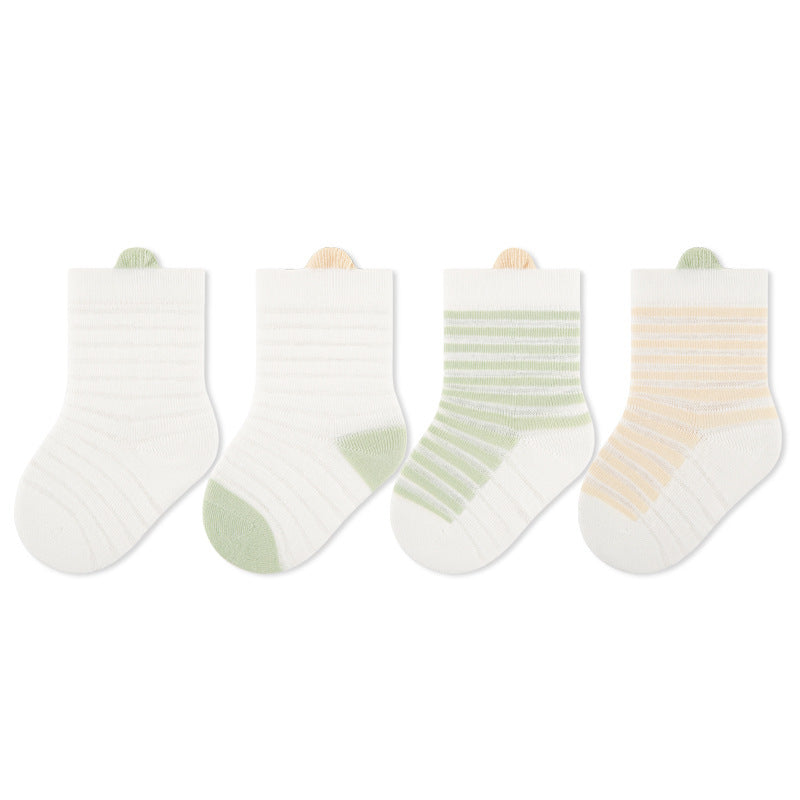 Baby elephant baby socks combed cotton kidsknee socks boneless plaid non-feet loose mouth infant socks