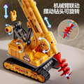 Kids large pile driver excavator engineering vehicle rotate adjustable artificial drilling machine light music boy toy
