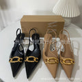 Za women's shoes 2024 summer new pointed toe stiletto heel pumps open back metal strap fashion women's shoes