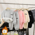 Kids' fleece-lined sweatshirt set: stylish two-piece tracksuit for boys and girls, autumn/winter collection, korean style