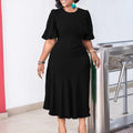 D390 women's foreign trade clothing -  & independent website -  summer new arrival - elegant & chic solid color plus size african dress