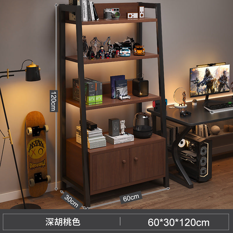 Shelf Floor-to-ceiling storage shelf Multi-layer bookshelf E-sports room Computer table Locker Wrought iron trapezoidal display shelf
