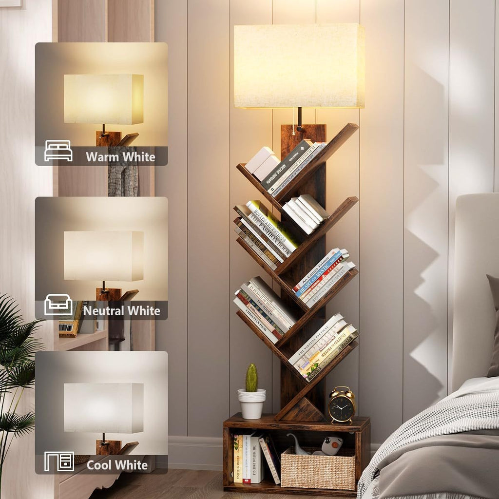 Wooden bookshelf Creative tree-shaped floor-to-ceiling shelf Household living room storage rack Corner bookcase Children's storage cabinet
