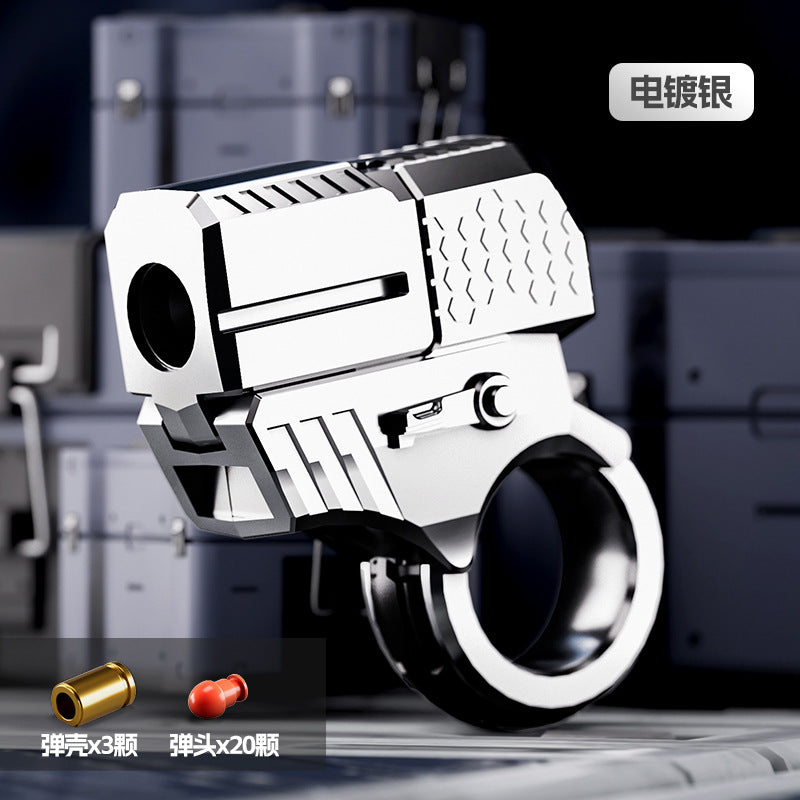 New arrival cross-border alloy adult creative trendy alloy finger gun can launch shell ejection soft bullet gun folding toy gun