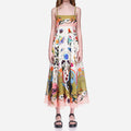 cross-border e-commerce european and american women's clothing: new summer collection - loose-fit art print off-shoulder high-waisted cami dress