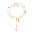 Customized cross pendant necklace - european & american style, cross-border jewelry, niche & high-end, women's diamond-encrusted tassel clavicle chain