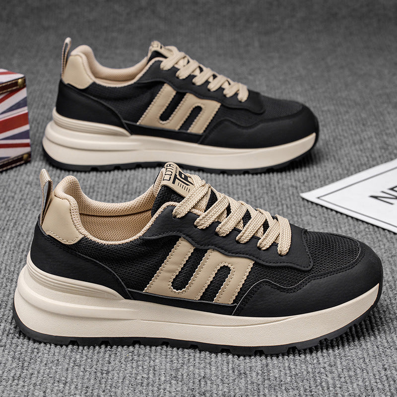 Men's shoes 2025 new winter mesh breathable versatile casual sneakers men's running chunky sole student dad shoes