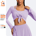 New breathable mesh yoga cover-up top - tie-waist, cropped, slimming, elegant, sleeveless activewear for running and yoga