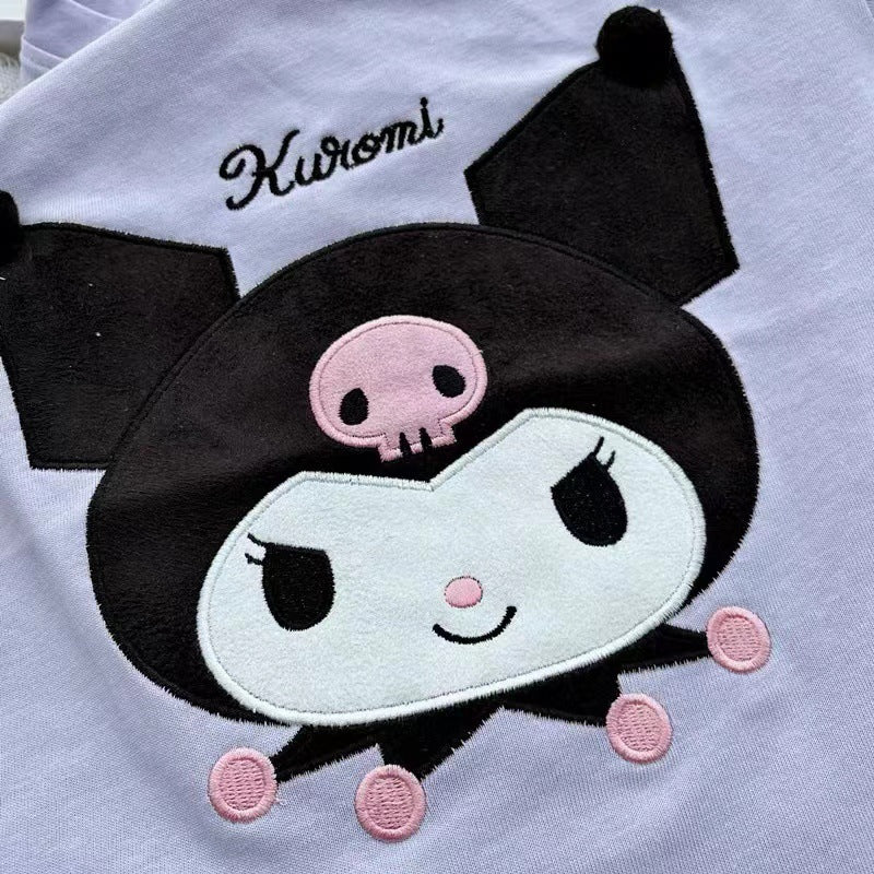 Hot-selling cross-border new arrivals: girls' short-sleeve t-shirts for summer, featuring my melody, cinnamoroll, and kuromi cartoon designs on cotton tops