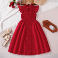 Girldress cross-border children's clothing summernew arrival red chinoiserie heavy industry embroideredpatchwork waist dress princess dress