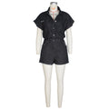 Amazon cross-border hot seller: european and american style sexy short-sleeve stretch denim jumpsuit romper - new summer collection