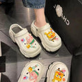New arrival crocs women's summer popular thick sole toe cap stepping on shit feeling outwearnon-slip high heel thick sole slippers wholesale