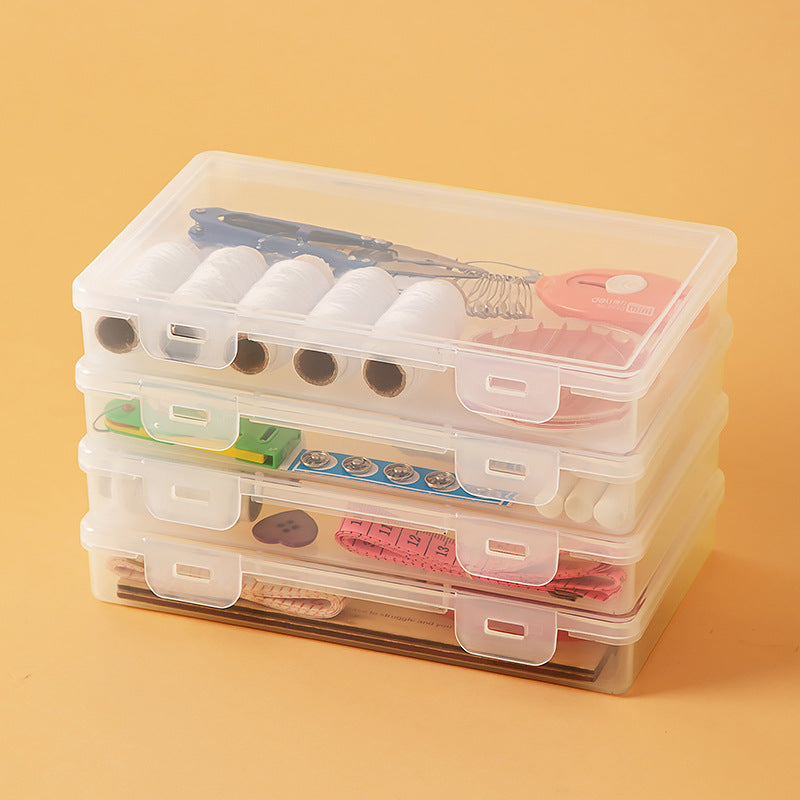 needle and thread plastic transparent storage box with lid drawer can be stacked needle box household mirror cabinet desktop storage box wholesale
