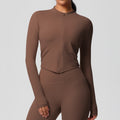 Ready-to-ship cross-border quick-dry brushed fleece workout zip-up top - women's running, activewear, and yoga long sleeve